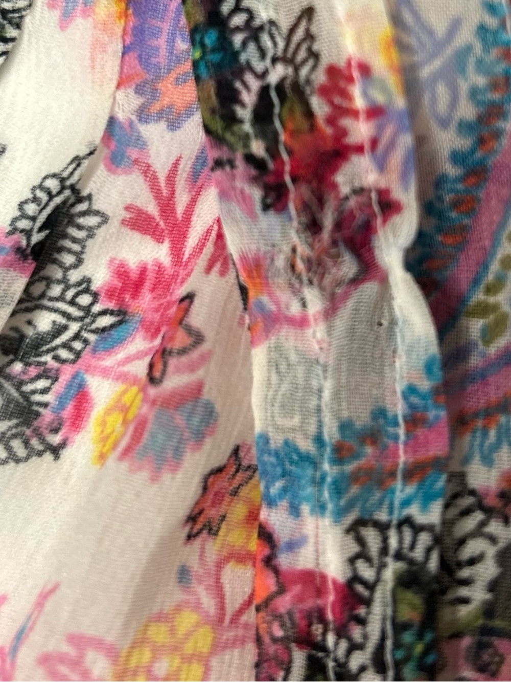 American Eagle Sheer Paisley Floral Ruffle Kimono Cardigan Cover Up L/XL - Picture 6 of 6